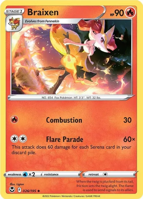 Braixen #026/195 Pokémon card from Silver Tempest