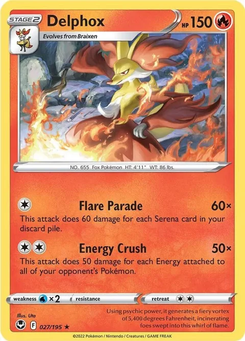 Delphox #027/195 Reverse Holofoil Pokémon card from Silver Tempest