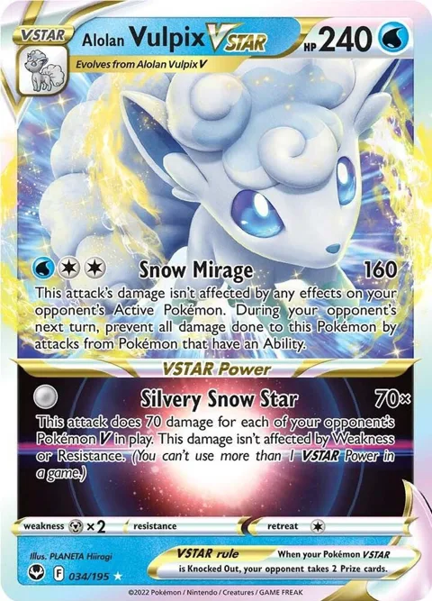 Alolan Vulpix VSTAR #034/195 Holofoil Pokémon card from Silver Tempest