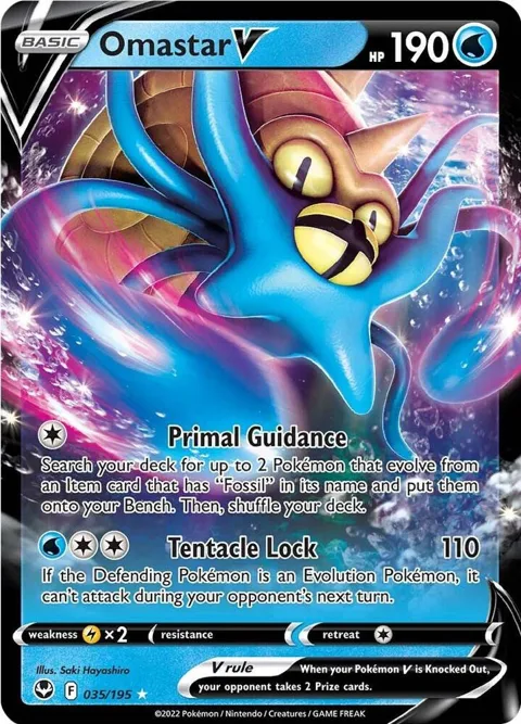 Omastar V #035/195 Holofoil Pokémon card from Silver Tempest