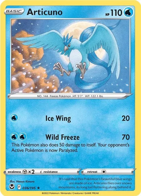 Articuno #036/195 Reverse Holofoil Pokémon card from Silver Tempest