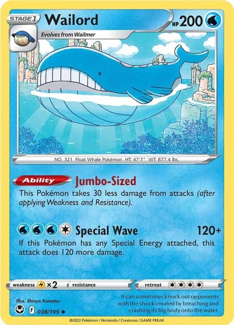 Wailord #038/195 Pokémon card from Silver Tempest