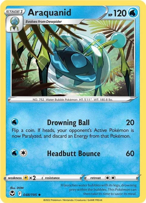 Araquanid #048/195 Reverse Holofoil Pokémon card from Silver Tempest