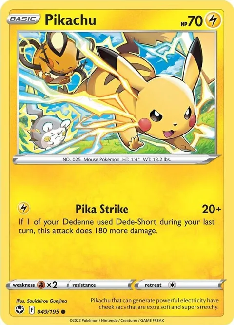 Pikachu #049/195 Reverse Holofoil Pokémon card from Silver Tempest