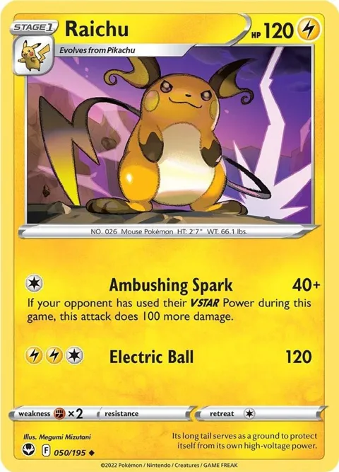 Raichu #050/195 Pokémon card from Silver Tempest