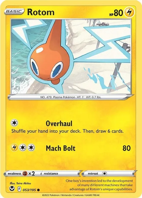 Rotom #053/195 Reverse Holofoil Pokémon card from Silver Tempest