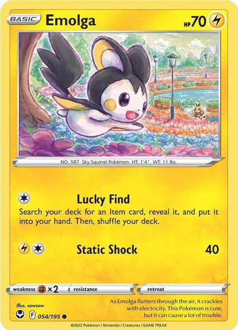Emolga #054/195 Reverse Holofoil Pokémon card from Silver Tempest
