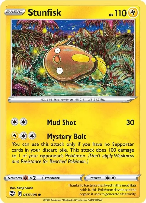 Stunfisk #055/195 Reverse Holofoil Pokémon card from Silver Tempest