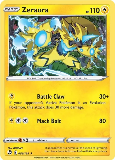 Zeraora #056/195 Pokémon card from Silver Tempest