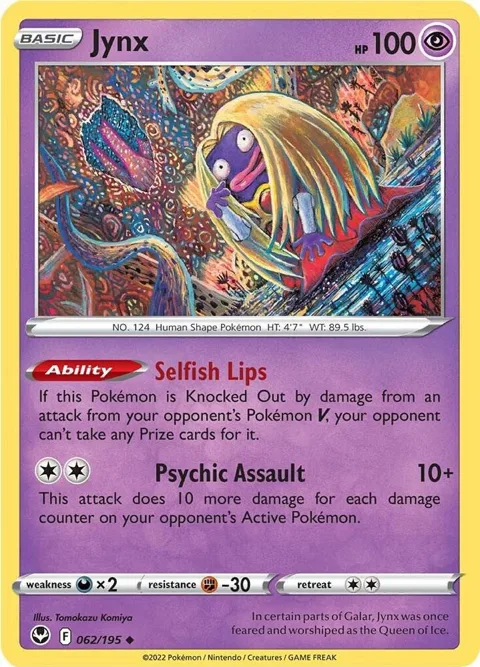 Jynx #062/195 Reverse Holofoil Pokémon card from Silver Tempest