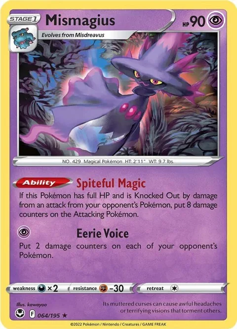 Mismagius #064/195 Reverse Holofoil Pokémon card from Silver Tempest