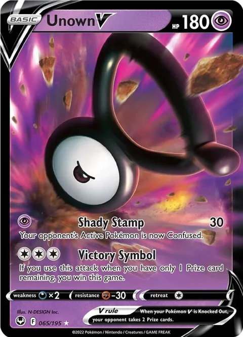 Unown V #065/195 Holofoil Pokémon card from Silver Tempest