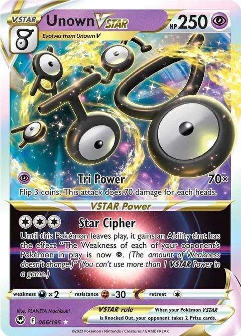 Unown VSTAR #066/195 Holofoil Pokémon card from Silver Tempest