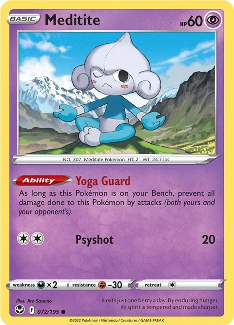 Meditite #072/195 Reverse Holofoil Pokémon card from Silver Tempest