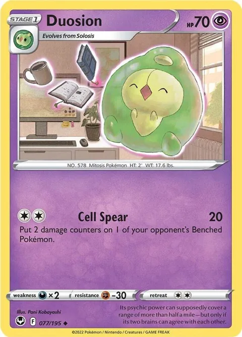 Duosion #077/195 Reverse Holofoil Pokémon card from Silver Tempest
