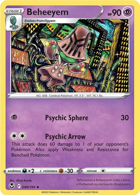 Beheeyem #080/195 Reverse Holofoil Pokémon card from Silver Tempest