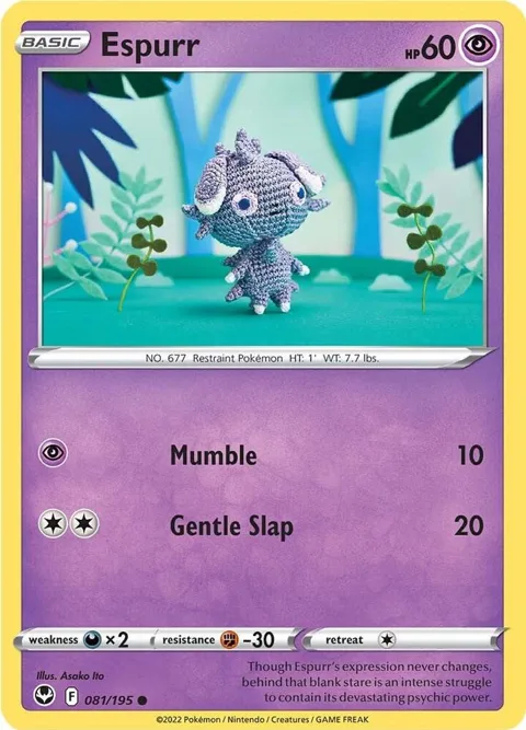 Espurr #081/195 Reverse Holofoil Pokémon card from Silver Tempest