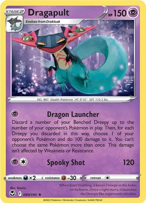 Dragapult #089/195 Holofoil Pokémon card from Silver Tempest