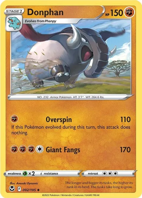 Donphan #092/195 Pokémon card from Silver Tempest