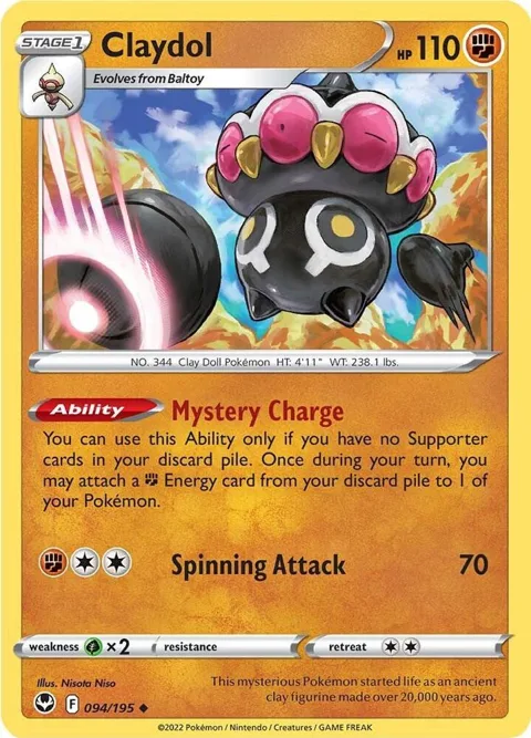 Claydol #094/195 Reverse Holofoil Pokémon card from Silver Tempest