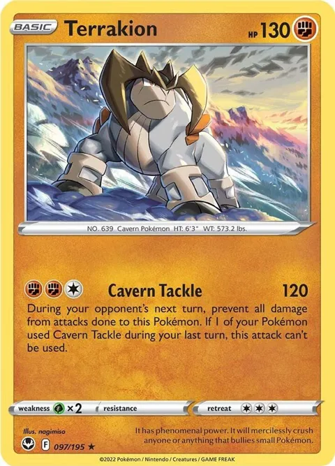 Terrakion #097/195 Reverse Holofoil Pokémon card from Silver Tempest
