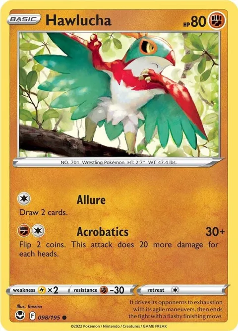 Hawlucha #098/195 Reverse Holofoil Pokémon card from Silver Tempest