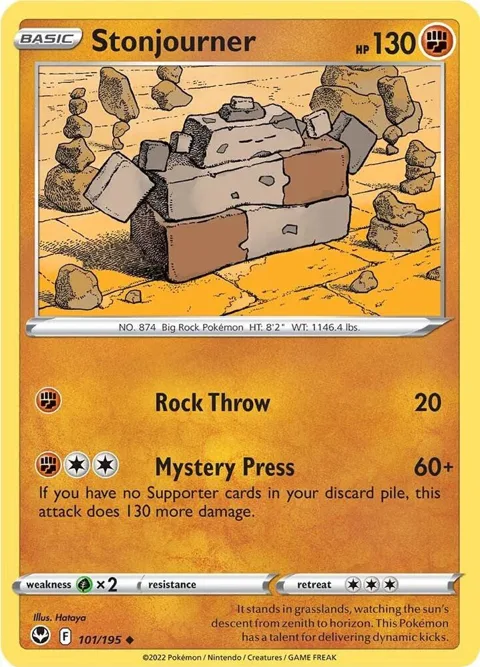Stonjourner #101/195 Reverse Holofoil Pokémon card from Silver Tempest