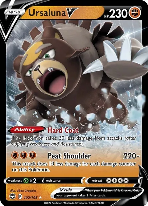 Ursaluna V #102/195 Holofoil Pokémon card from Silver Tempest