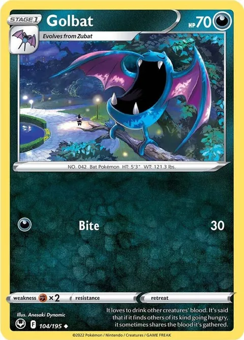 Golbat #104/195 Reverse Holofoil Pokémon card from Silver Tempest