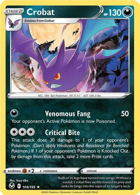Crobat #105/195 Reverse Holofoil Pokémon card from Silver Tempest