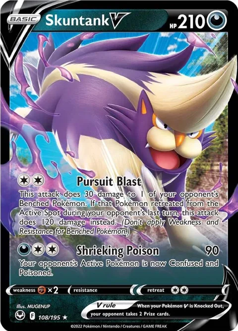 Skuntank V #108/195 Holofoil Pokémon card from Silver Tempest