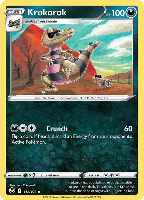 Krokorok #112/195 Reverse Holofoil Pokémon card from Silver Tempest