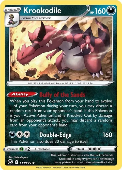 Krookodile #113/195 Reverse Holofoil Pokémon card from Silver Tempest