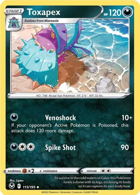 Toxapex #115/195 Pokémon card from Silver Tempest