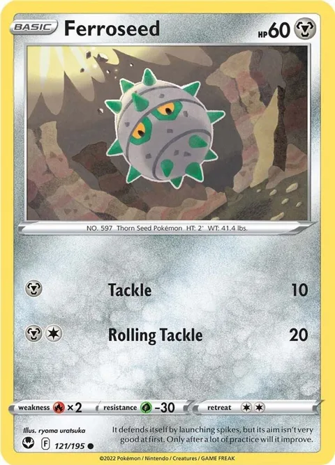 Ferroseed #121/195 Reverse Holofoil Pokémon card from Silver Tempest