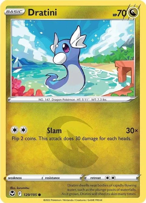 Dratini #129/195 Reverse Holofoil Pokémon card from Silver Tempest