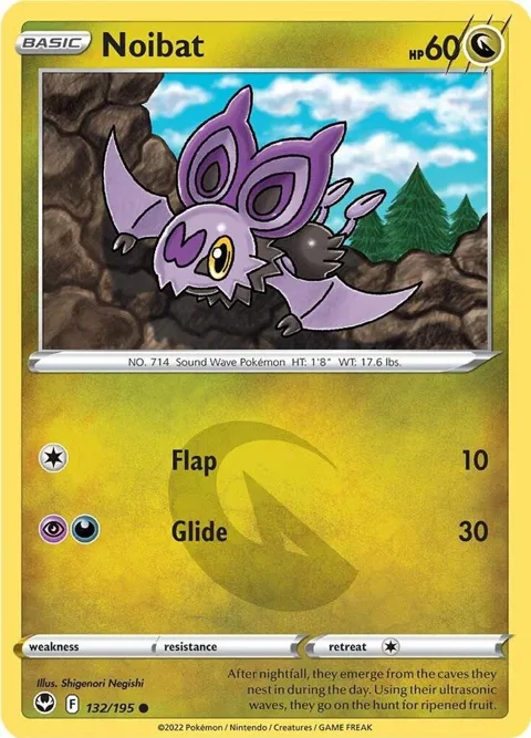 Noibat #132/195 Reverse Holofoil Pokémon card from Silver Tempest