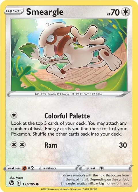 Smeargle #137/195 Pokémon card from Silver Tempest