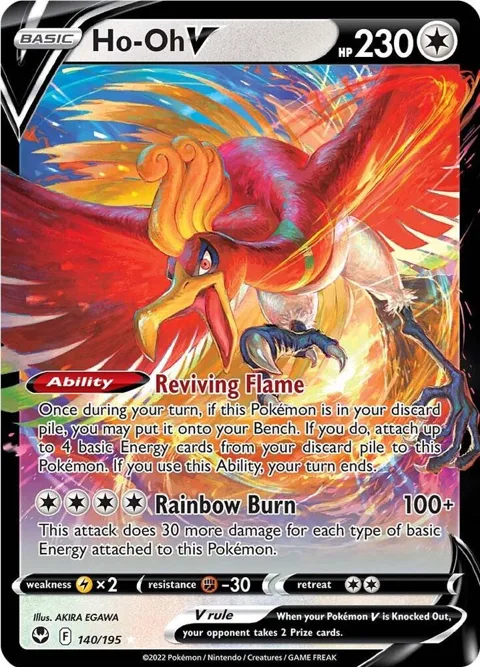 Ho-Oh V #140/195 Holofoil Pokémon card from Silver Tempest