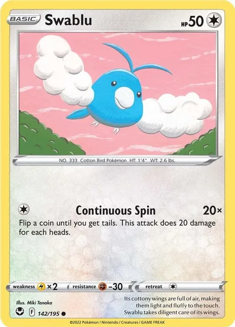 Swablu #142/195 Pokémon card from Silver Tempest