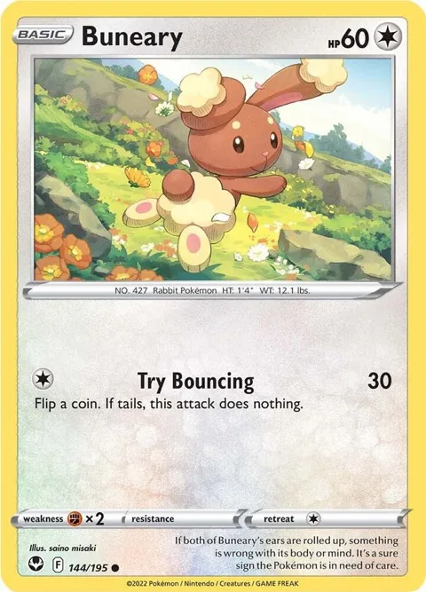 Buneary #144/195 Reverse Holofoil Pokémon card from Silver Tempest