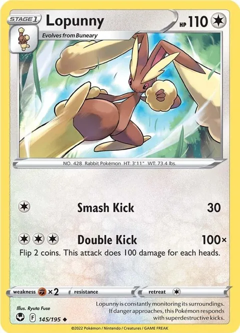 Lopunny #145/195 Reverse Holofoil Pokémon card from Silver Tempest