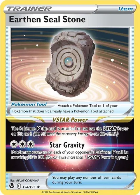 Earthen Seal Stone #154/195 Holofoil Pokémon card from Silver Tempest
