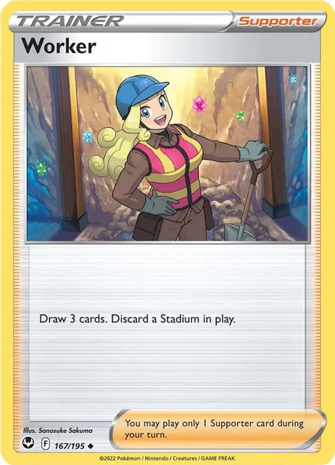 Worker #167/195 Reverse Holofoil Pokémon card from Silver Tempest