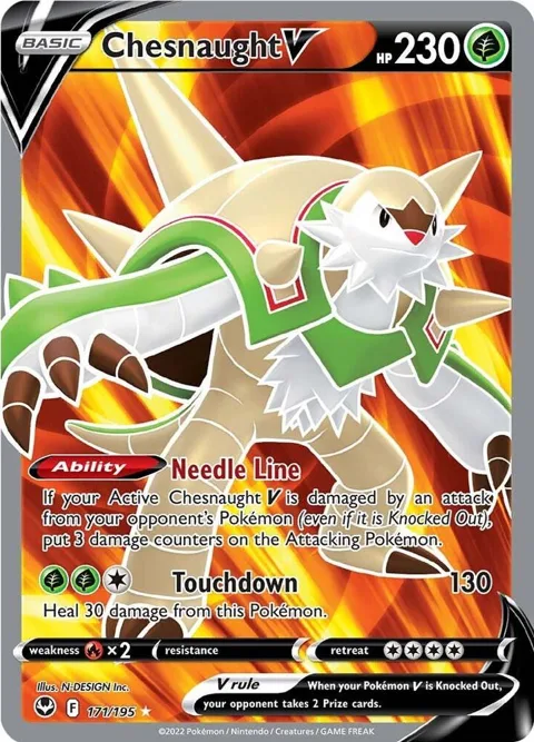 Chesnaught V Full Art #171/195 Holofoil Pokémon card from Silver Tempest