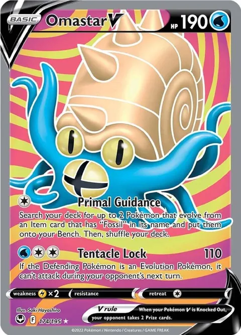 Omastar V Full Art #174/195 Holofoil Pokémon card from Silver Tempest