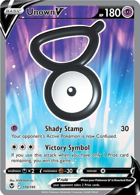Unown V Full Art #176/195 Holofoil Pokémon card from Silver Tempest
