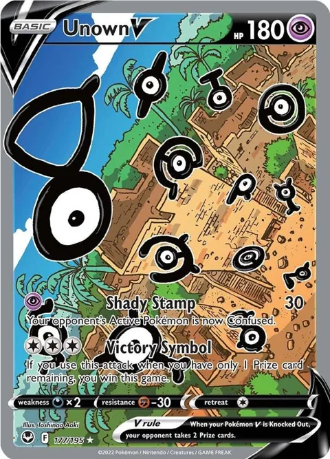 Unown V Alt Art #177/195 Holofoil Pokémon card from Silver Tempest