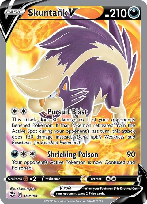 Skuntank V Full Art #180/195 Holofoil Pokémon card from Silver Tempest