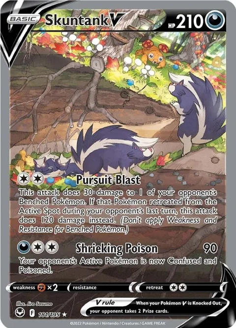 Skuntank V Alt Art #181/195 Holofoil Pokémon card from Silver Tempest